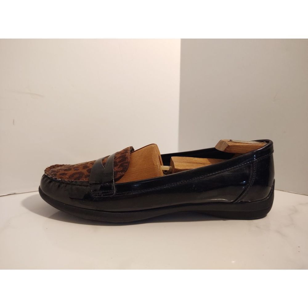 Kim Rodgers Bria Patent Leather Leopard Print Moccasins Size 8.5